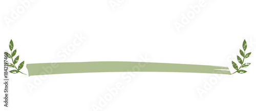 緑色のマーカーライン　ステンシル風リーフのワンポイント