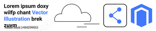 Technology, cloud computing, data security, file sharing, online storage, digital solutions. Cloud graphic, sharing icon shield logo. Cloud computing and data security concepts