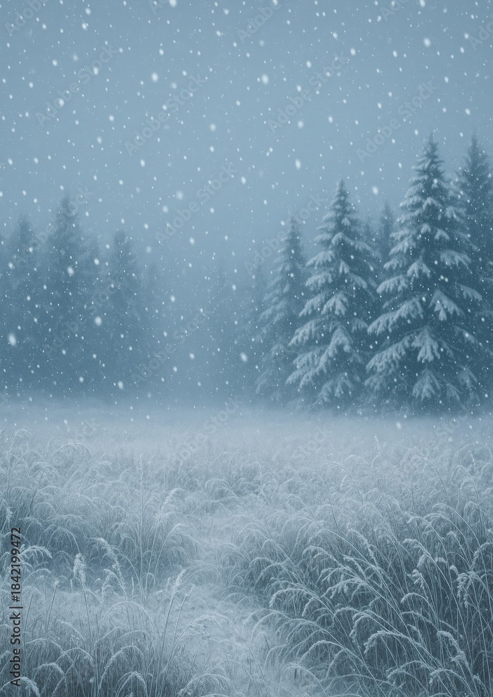 Fototapeta premium Serene snowy forest landscape wallpaper.