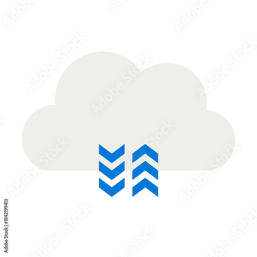 Modern cloud data transfer icon symbolizing secure online information exchange with clear upload and download arrows for seamless digital synchronization and service integration