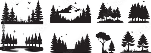 Forest Landscape Vector Silhouette