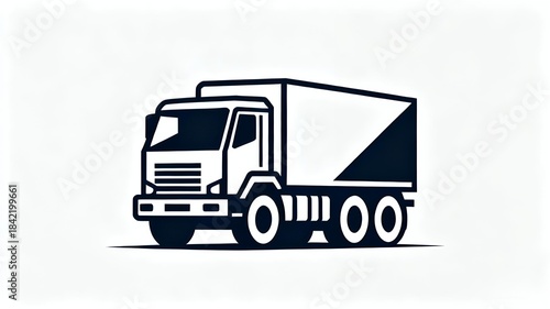 Minimalist black and white delivery truck vector flat design 