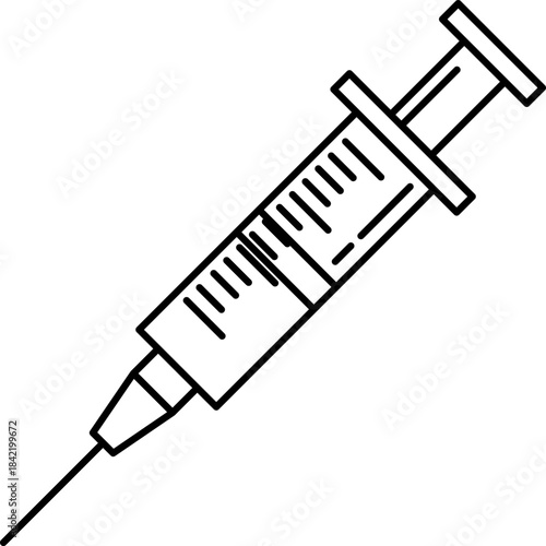 Medical Syringe Needle Injection Line Icon