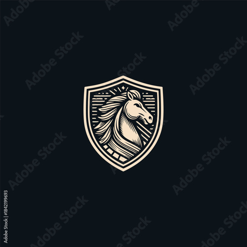 Horse shield logo icon design template vector illustration