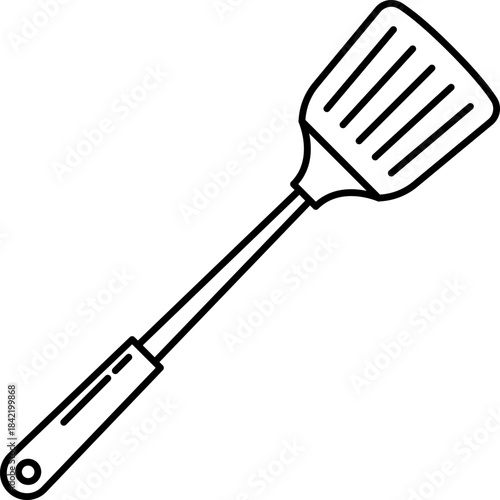 Slotted Spatula Flipper Kitchen Utensil Line Icon