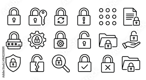 Security lock icons represent data protection and privacy concepts