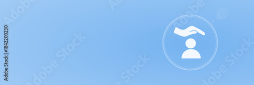 Fürsorge und Schutz Header Copy Space Vektor für soziale Themen, Sicherheit, Gesundheit, Hilfe und menschliche Unterstützung. Symbol für Empathie.