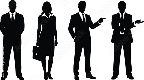 Business professional silhouette vector set, corporate posture illustration, formal attire design, office character graphic, career presentation pack, workplace concept