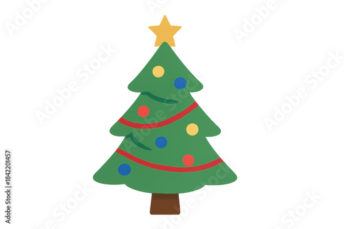 Wallpaper Mural Christmas tree illustration with festive ornaments and star, celebrating winter holidays and season greetings Torontodigital.ca