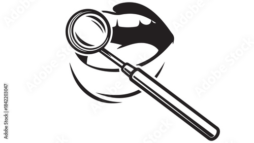 Dental Mirror and Oral Examination Icon for Dentistry Services, Clinical Supply Procurement, Professional Hygiene Tools, and Healthcare Equipment Branding