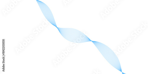 Vector illustration of a blue feather with a line wave pattern design