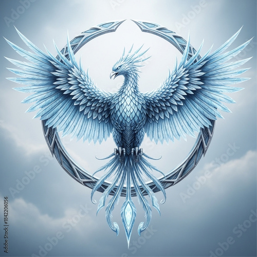 Mythical Ice Phoenix Logo Design