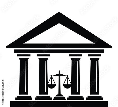 Justice building with scales of justice