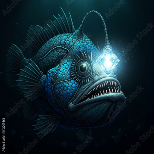 Deep Sea Anglerfish Glowing Diamond