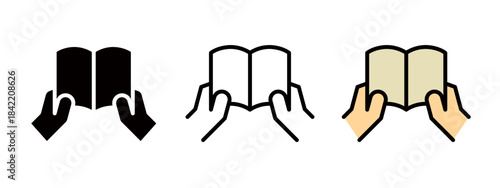Icons related to reading, studying, and books