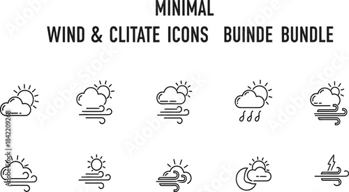 Weather icons set in outline style . Rainy, storm, snow, cloudy, sunny, windy, day, night, summer, winter, line, label and more 