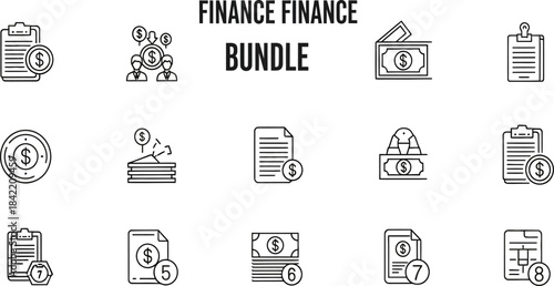 Finance & Money Icon Set – Vector Line Art for Banking, Investment, and Business Growth 