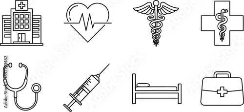 Medical Icon Bundle – Vector Line Art for Healthcare, Hospital, and Clinical Tools