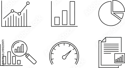 Analytics Icon Bundle – Vector Line Art for Data, Business, and Performance Insights