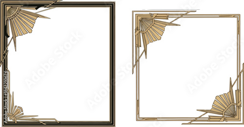 Art Deco Gold Frame Borders Set.