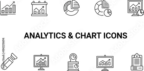 Analytics Icon Set – Vector Line Art for Data, Business, and Performance Insights