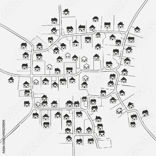 A detailed map of a suburban neighborhood showing various houses and streets.