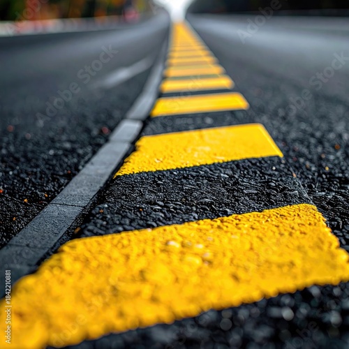 Wallpaper Mural Close-up of highway edge markings.  Yellow and black stripes on dark asphalt road Torontodigital.ca