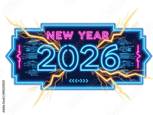 Dynamic Electric Neon Signage for Welcoming Year 2026