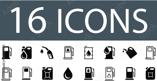 Petrol pump icon set petrol fuel gas station pump  icon sign vector. Fuel icon set. Gas station icons or signs. Engine oil icon symbol. Transport collection, petrol fuel fuel icon set multi style
