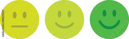 Rating Emoji Icon set. Vector cartoon smiley face collection. Emoticon pack for customer feedback, mood, and emotion. Feedback emoticons collection. Excellent, good, average, poor, bad emoji icons.