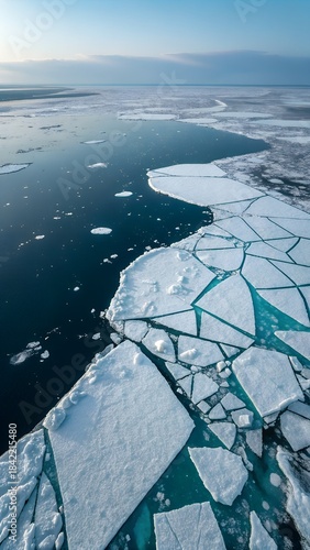 Wallpaper Mural Arctic Ice Panorama: A breathtaking view showcasing a vast expanse of icy terrain, where crystalline ice formations meet the tranquil sea in a display of nature's raw beauty.  Torontodigital.ca