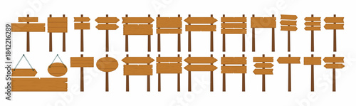 set of wooden sign vector illustration