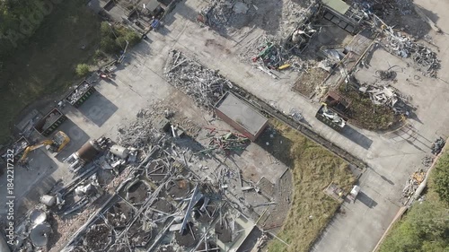 Chemical plant industrial demolition project. Decommissioning and demolition, removal and disposal of asbestos storage equipment, buildings and structural steelwork. Enviromental and global pollution