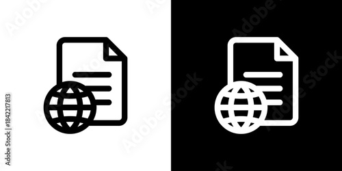 書類と地球儀（インターネット）のアイコン