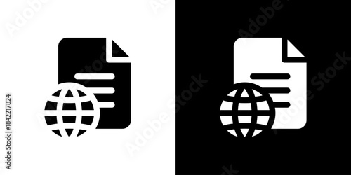 書類と地球儀（インターネット）のアイコン