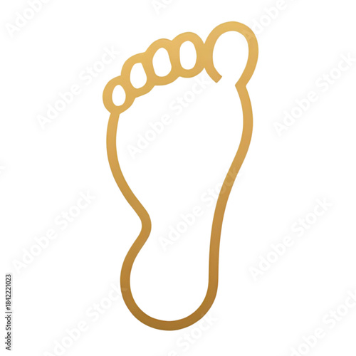 Elegant golden line art icon of a human foot, a minimalist vector graphic symbolizing health, wellness, and personal balance, perfect for medical, spa, or fitness related designs