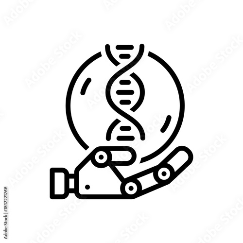 Black line icon for bioengineering innovations