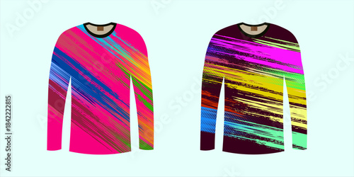 Long sleeve jersey pink yellow grunge texture for extreme sport, racing, gym, cycling, training, motocross, travel. Vector backdrop