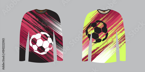 Long sleeve jersey pink yellow grunge texture for extreme sport, racing, gym, cycling, training, motocross, travel. Vector backdrop