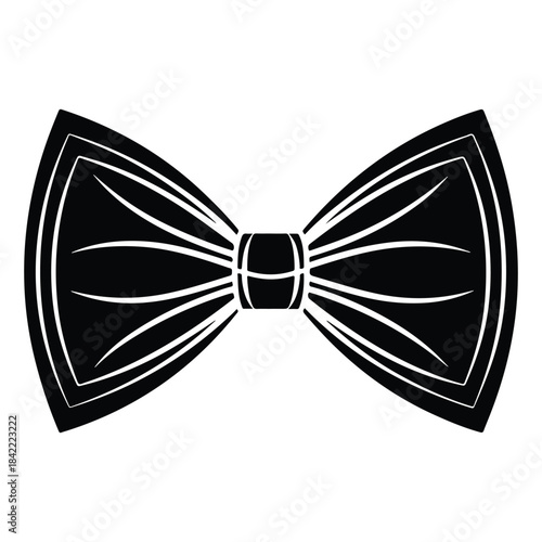 A stylized black bow tie icon representing formal wear and fashion accessories