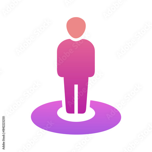 A simple illustration of a person standing on a circular platform