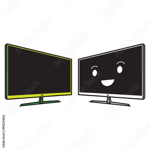 Two illustrated television sets where one screen smiles and the other remains blank