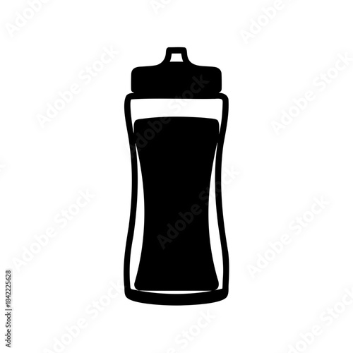 Minimalist black and white water bottle icon for sports and fitness activities