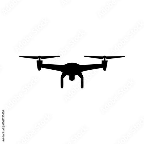 Silhouette of a quadcopter drone, a flying machine for aerial photography and filming