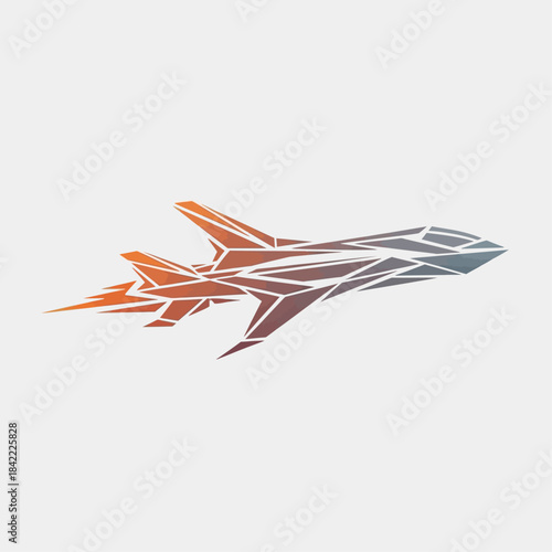 Abstract geometric jet plane logo in gradient.