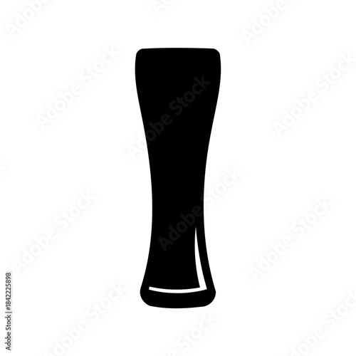 A sleek black silhouette of a pilsner glass on a white background