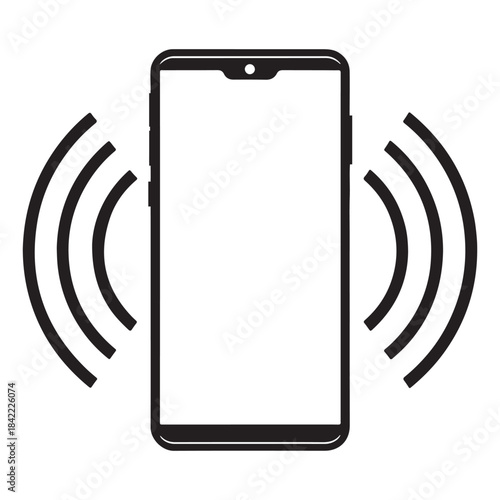 Smartphone ringing or signal icon graphic illustration on a plain white background