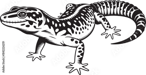 Detailed leopard gecko standing with spotted skin an intricate reptile illustration
