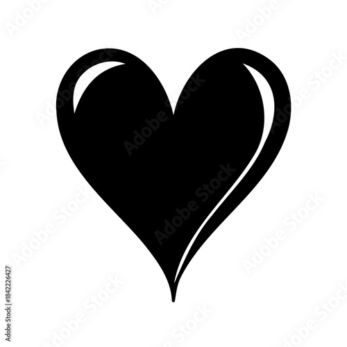 Bold and Iconic Black Heart Design on a Clean White Background