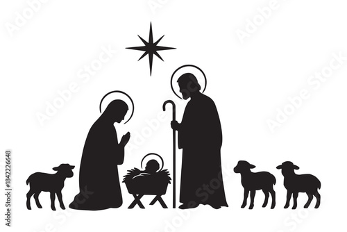 silhouette of navity holy night